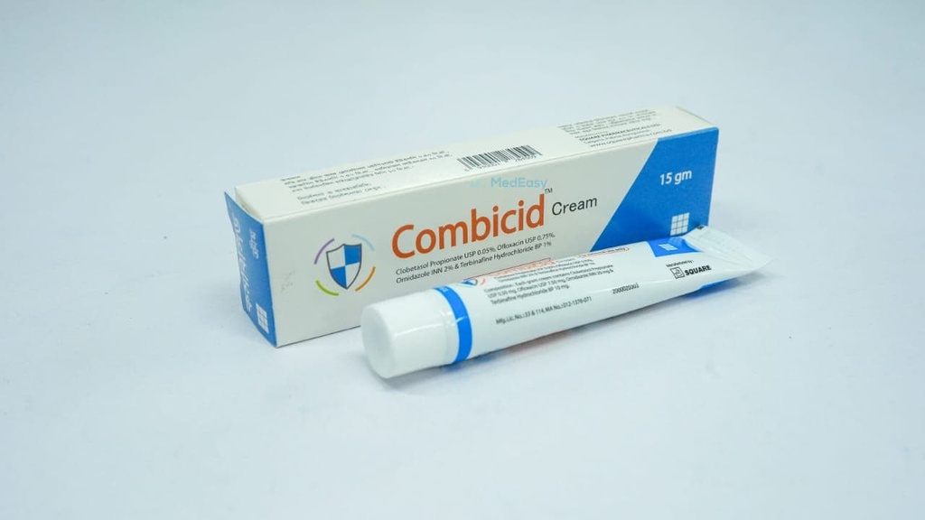 Combicid15 gm Cream Clobetasol Propionate + Ofloxacin + Ornidazole + Terbinafine