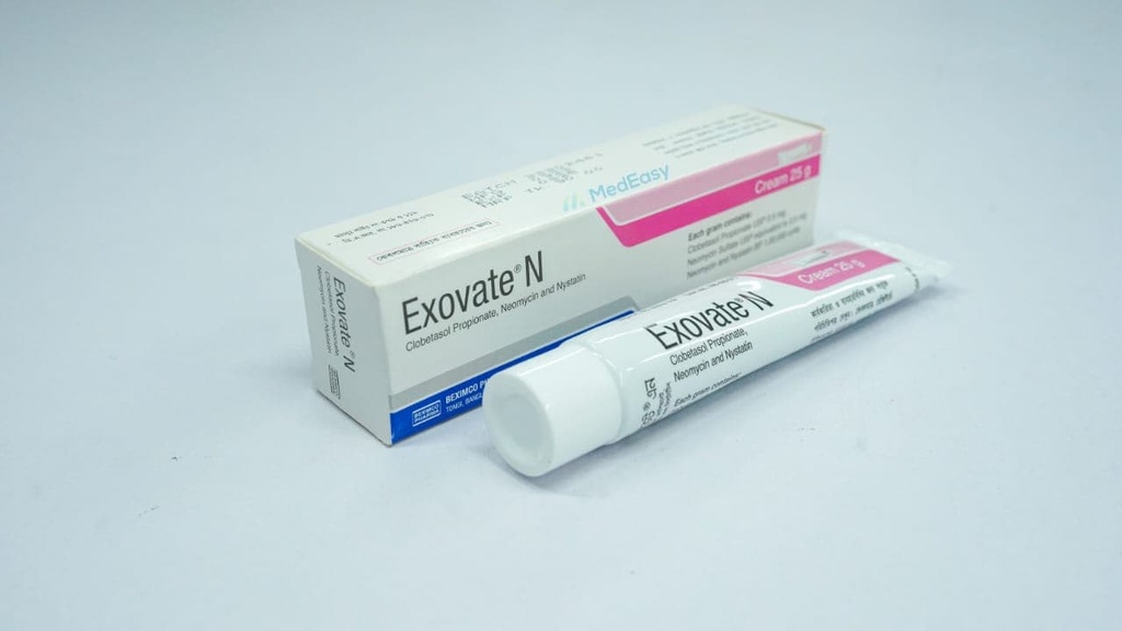 Exovate N25 gm Cream Clobetasol Propionate + Neomycin Sulphate + Nystatin