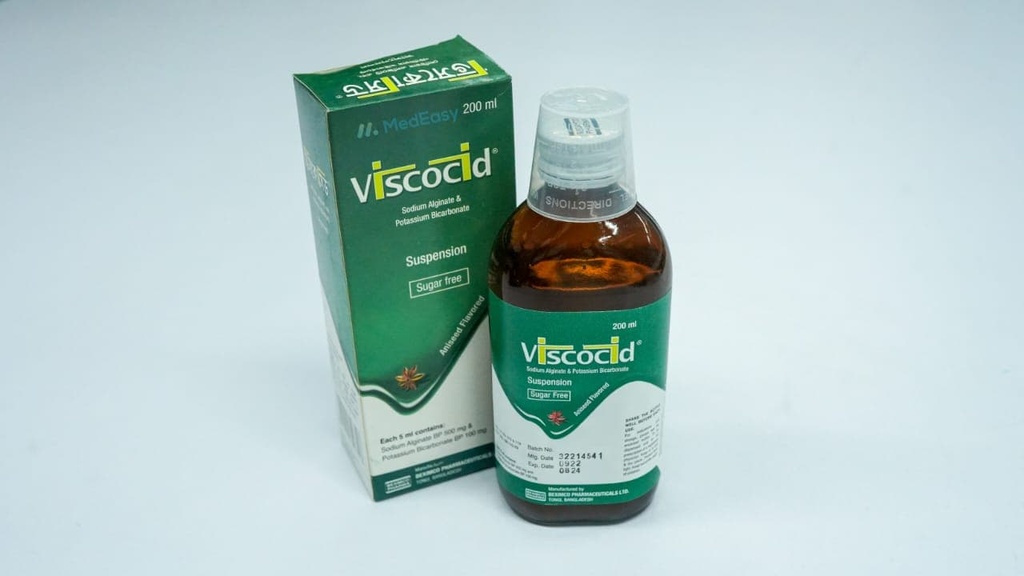 Viscocid200 ml Syrup Sodium Alginate + Potassium Bicarbonate