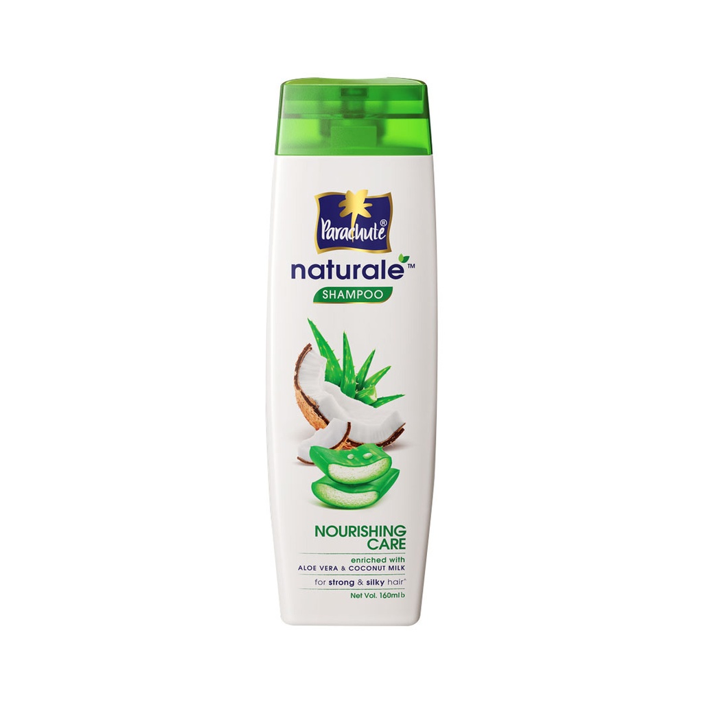 Parachute Naturale Nourishing Care Shampoo with Aloe Vera & Coconut Milk, For Strong & Silky Hair, Smoothens Hair, Paraben Free, 100% Vegan, All Hair Types, 160 ml Size: 160ml