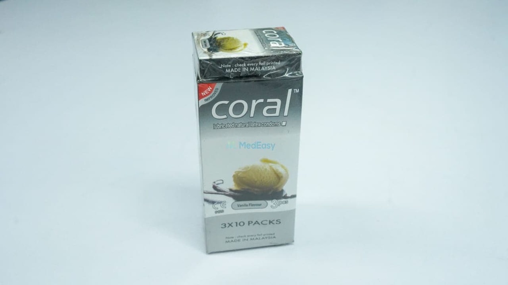 Coral Vanila Flavor Lubricated Natural Latex Condoms
