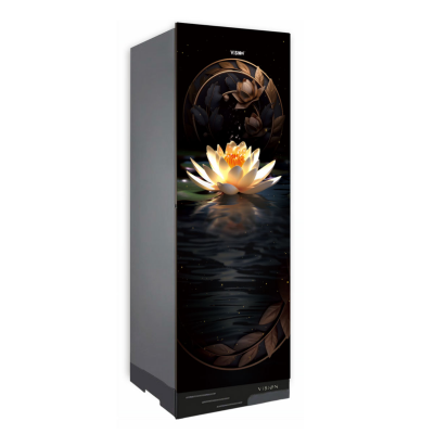 VISION Glass Door Refrigerator RE-150 Liter Moonlight Lily Flower Top Mount
