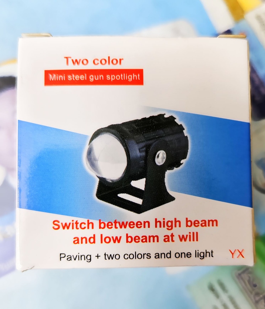 Two Color Mini Steel Gun Spotlight, Fog Light 3000K-6000k Yellow and White light Perfect Tangent Applicable Voltage 8-80V Electrodeless 1Pcs.