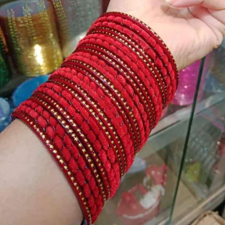 Rainbow Velvet Bangles for Women - Kacher Churi Set