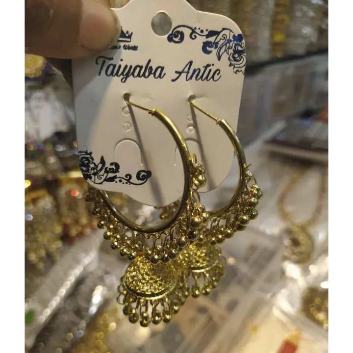 Beautiful Metal Earring With Stone / Jhumka Kaner Dul For Women