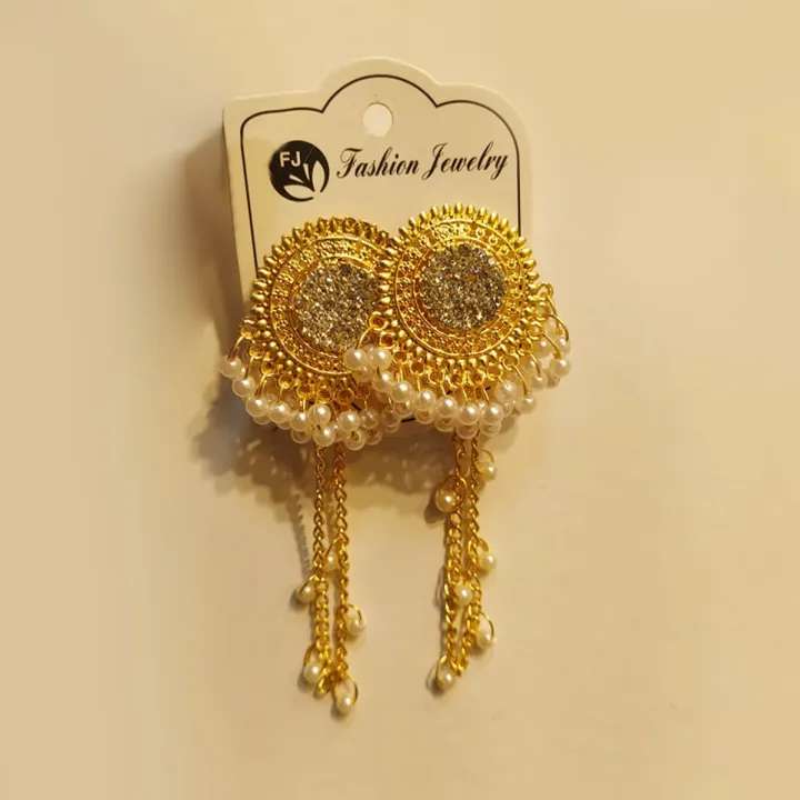 Indian Kaner Dul White Kalar Dul Earrings for Girls