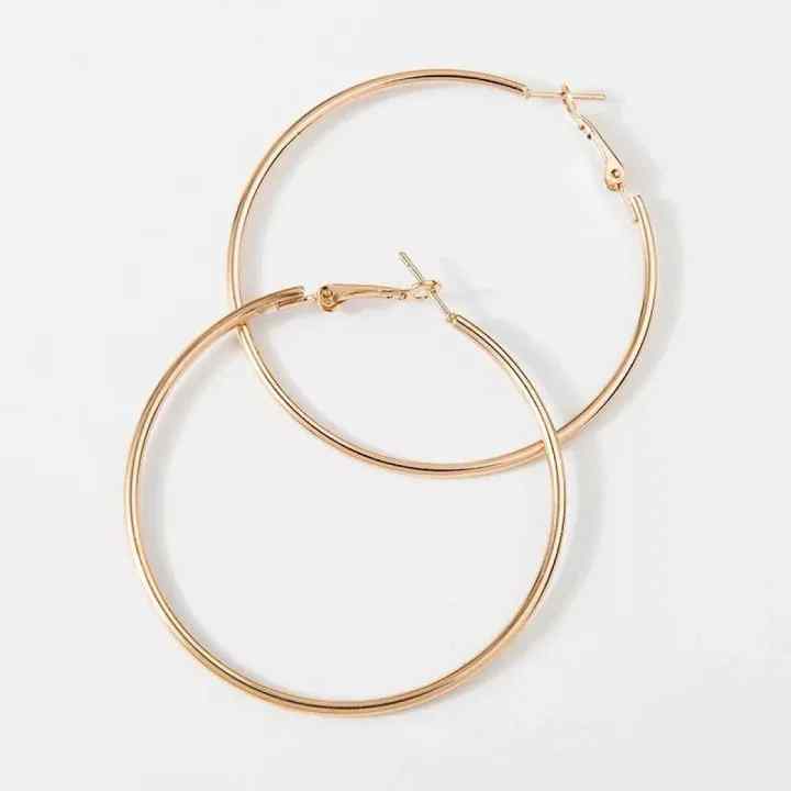 2pcs silver & golden circle earring for women