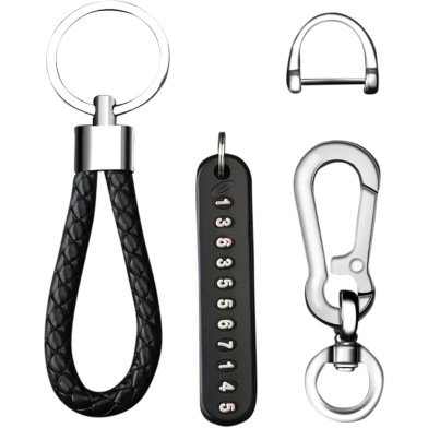 Key Chain Set With Customized Phone Card Anti Lost Pendant Split Rings