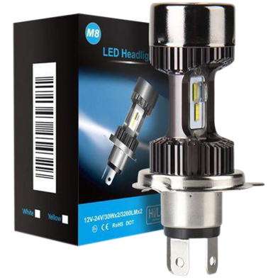 Motorcycle 12V H4 Hi Lo Beam Moto LED M8 Headlight - (led_m8_12v_30w)