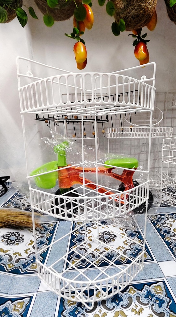 কর্নার ফুলদানি রেক|corner rack for flower 3 layer with plastic cutting