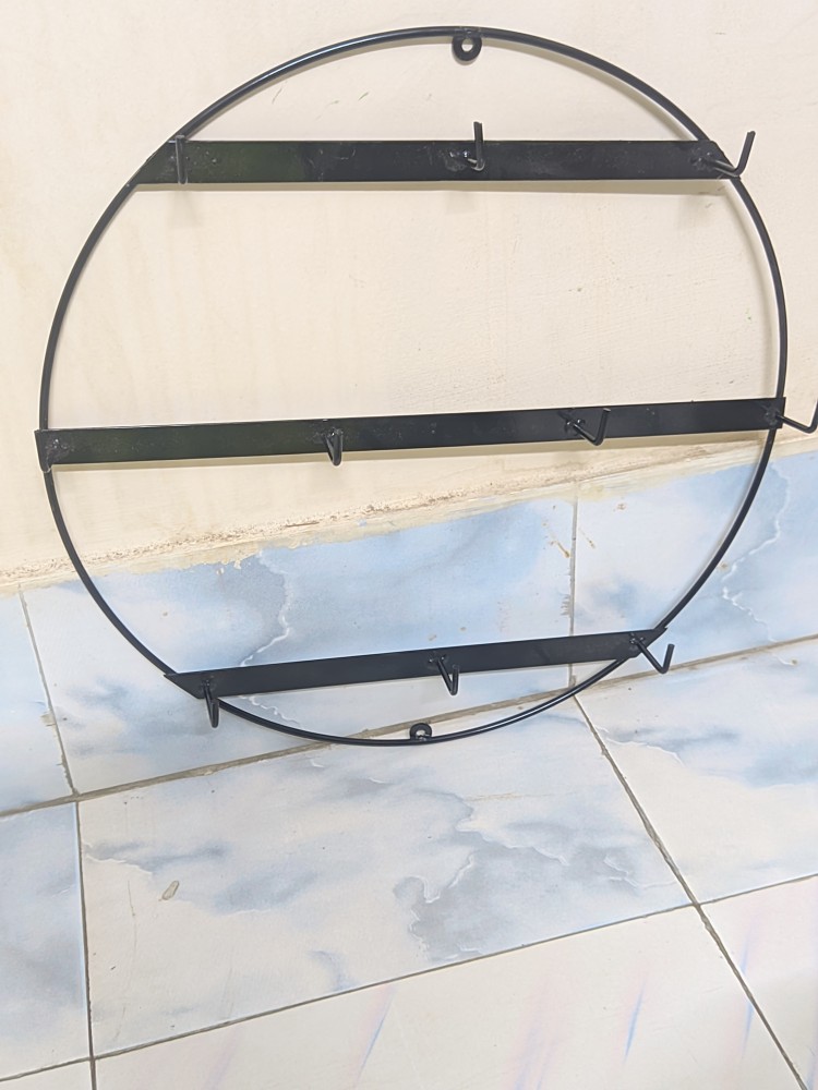 Hanging Metal Mug Organizer 10 Hook Wall Mounted Coffee Cup Rack, Iron Tea Mug Holder for Kitchen Storage and Display