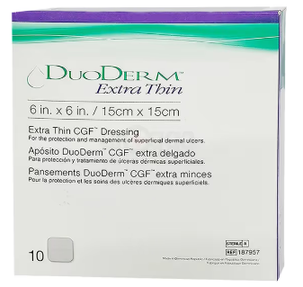 DuoDerm Extra Thin 6 in. X 6 in. / 15cm X 15cm Extra Thin CGF Dressing