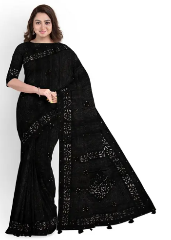 Women's Fashionable Half Silk Cut Work Saree