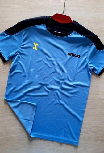SMUG Stylish jersey T-shirt Comfortable - New Contrast Design Sky Blue / Size M
