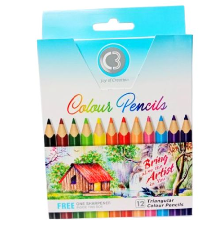 DOMS C3 Color Pencil Half Size, Pack of 12 Pcs