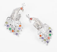 Multicolour Stone Silver Earrings