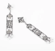 Pearl Oxidized Silver Earrings