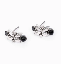 Stone Studded Oxidized Silver Earrings