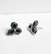 Mina Detailed Oxidized Silver Earrings