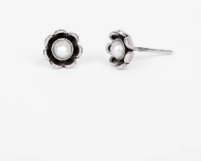 Pearl Oxidized Silver Earrings