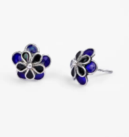 Mina Detailed Oxidized Silver Earrings