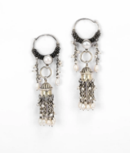 Pearl and Oxidized Silver Earrings