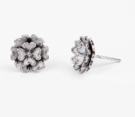 Mina Detailed Oxidized Silver Earrings