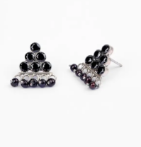 Pearl and Simulated American Diamond Oxidized Silver Earrings