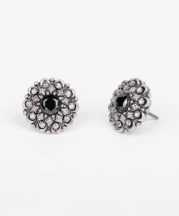 Simulated Stone Oxidized Silver Earrings