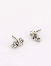 Simulated Stone Studded Oxidized Silver Earrings