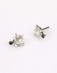 Simulated Stone Studded Oxidized Silver Earrings