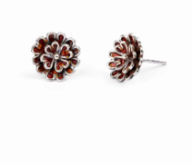 Mina Detailed Oxidized Silver Earrings