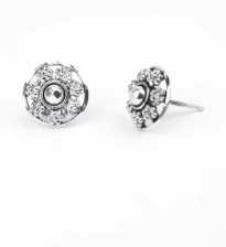 Engraved Oxidized Silver Earrings