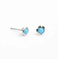 Simulated Stone Silver Earrings