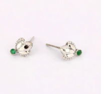 Simulated Stone Studded Oxidized Silver Earrings