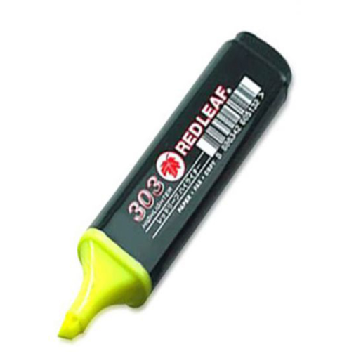 Red Leaf 303 Highlighter Pen, Yellow (Pack of 12)