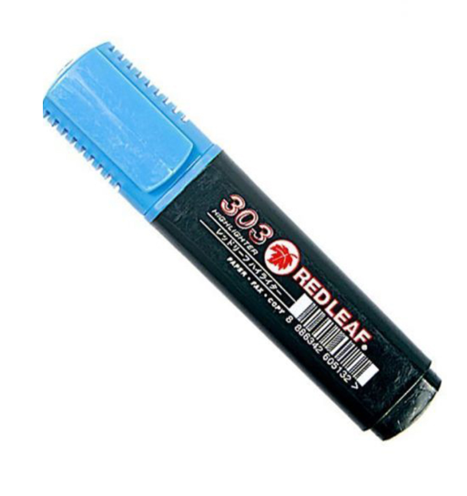 Red Leaf 303 Highlighter Pen, Blue (Pack of 12)