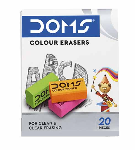 DOMS Coloured Eraser, Pack of 20 Pcs