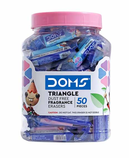 DOMS Traingle Fragrance Eraser, Pack of 50 Pcs (Jar)