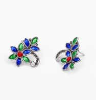 Mina Detailed Oxidized Silver Earrings