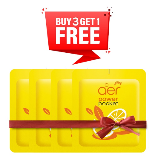 Godrej Aer Power Pocket Bathroom Freshener, Tangy Delight (Buy 3 Get 1 Free)