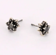 Simulated Ruby Stone studded Oxidized Silver Earrings