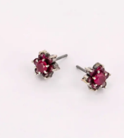 Simulated Ruby Stone studded Oxidized Silver Earrings