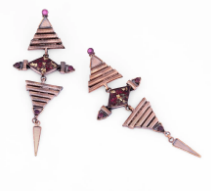 Simulated Ruby Antique Brass Earrings-image Simulated Ruby Antique Brass Earrings