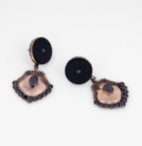 Stone Antique Brass Earrings