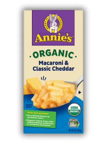 Annie’s Organic Macaroni and Classic Cheddar Cheese Pasta