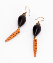Black Wooden and Brass Earrings