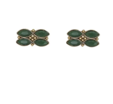 Simulated Emerald Brass Earrings