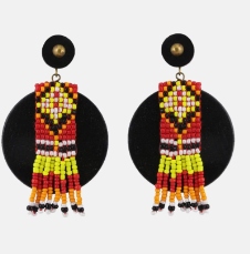 Wooden and Beads Earrings