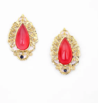 Stone Silver Gold Plated Earrings